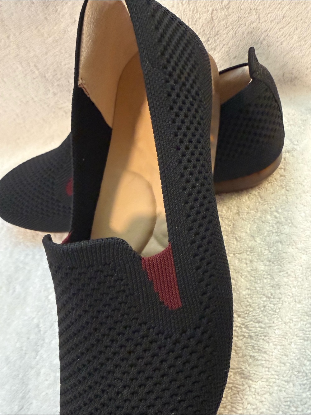 Black Knit Slip-On Loafer with Burgundy Accent bundle shoes for deeper discount - Picture 3 of 12